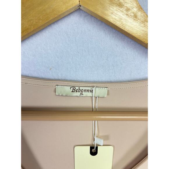 Bebonnie Woman's Chiffon Beige/Tan Blouse Lantern 3/4 Sleeve XL Elegant Dressy - Picture 6 of 13